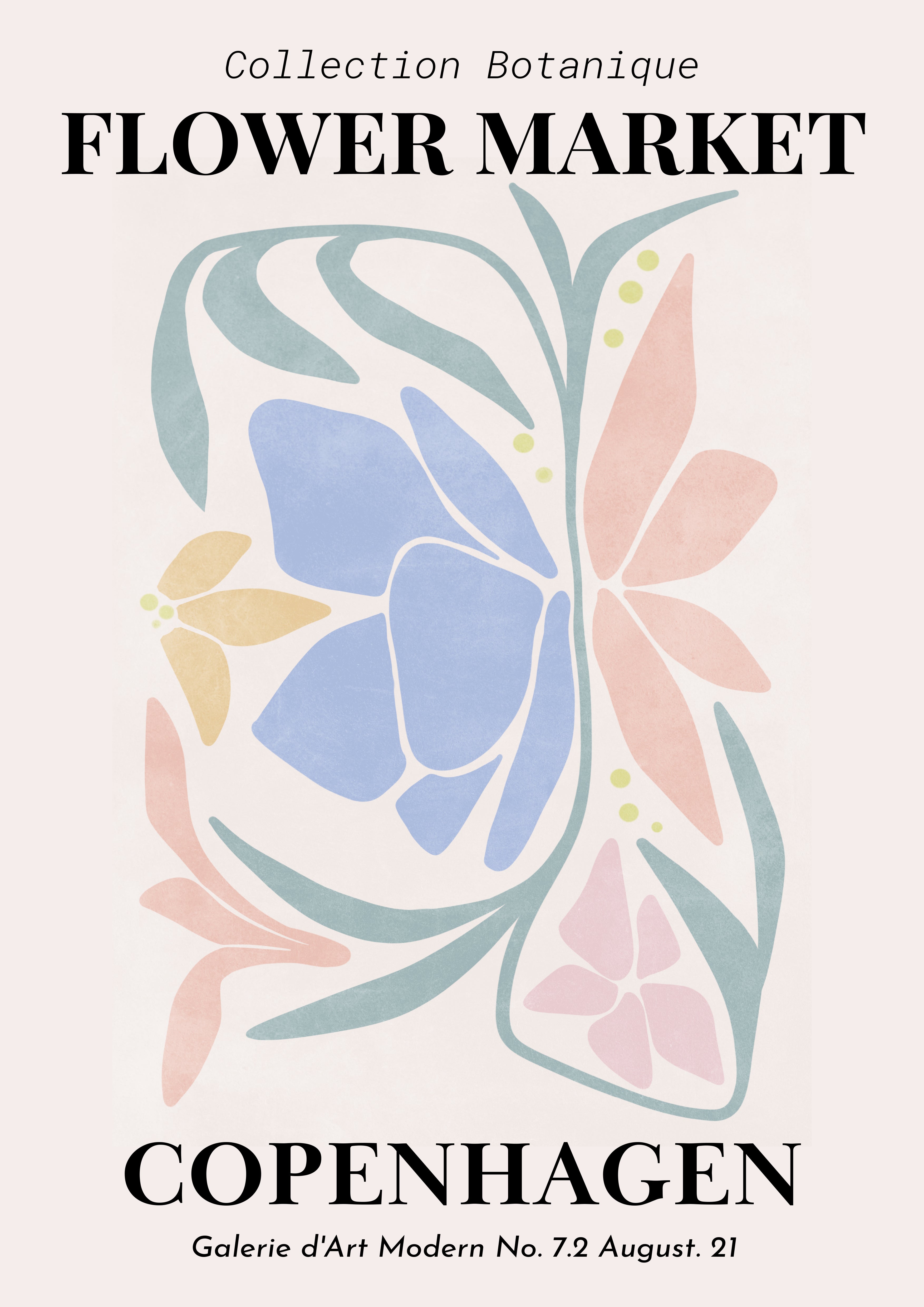 Art Moderne – Flower Market Copenhagen – Affiche murale WallAura