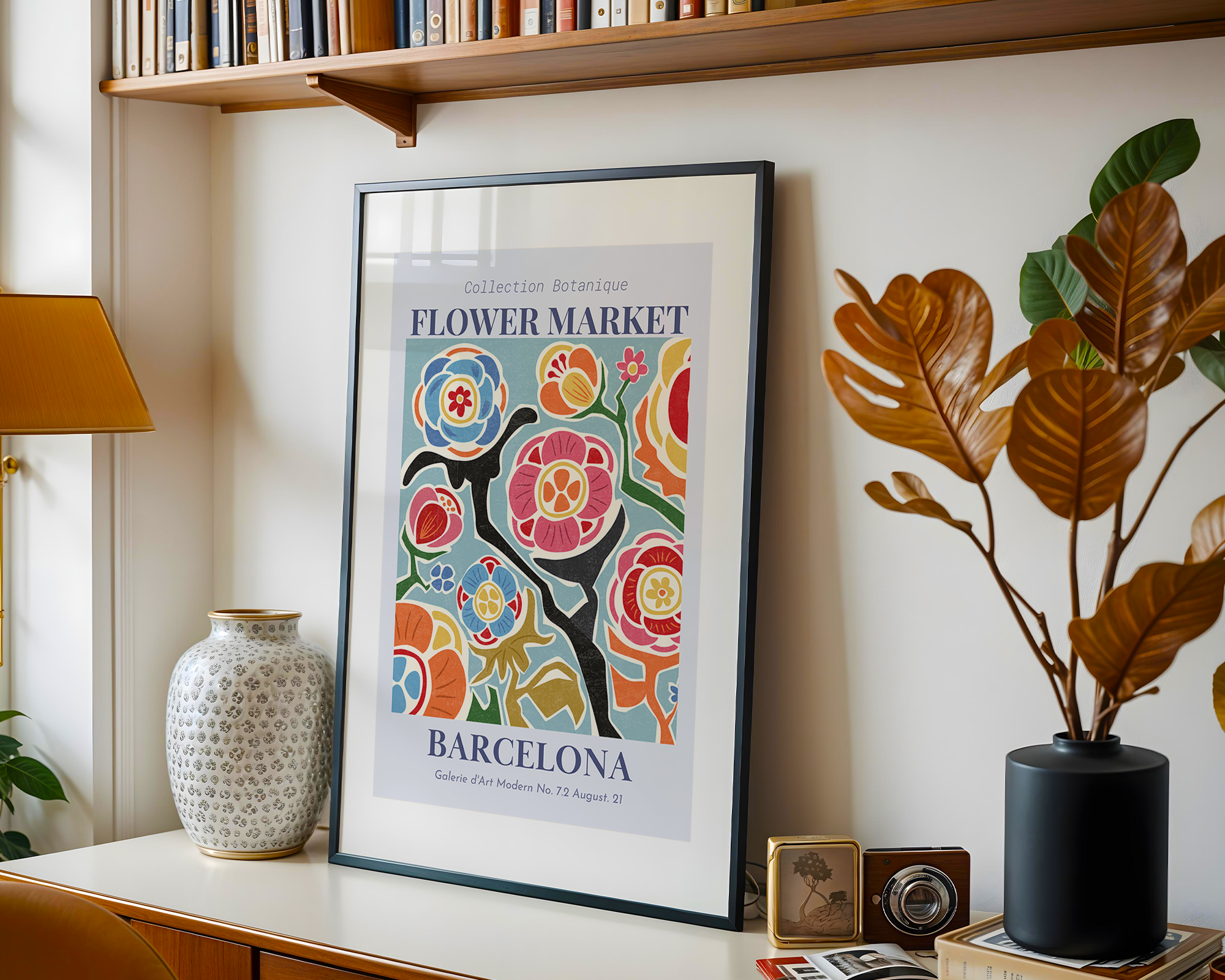 Affiche Flower Market Barcelona en décoration murale intérieure.