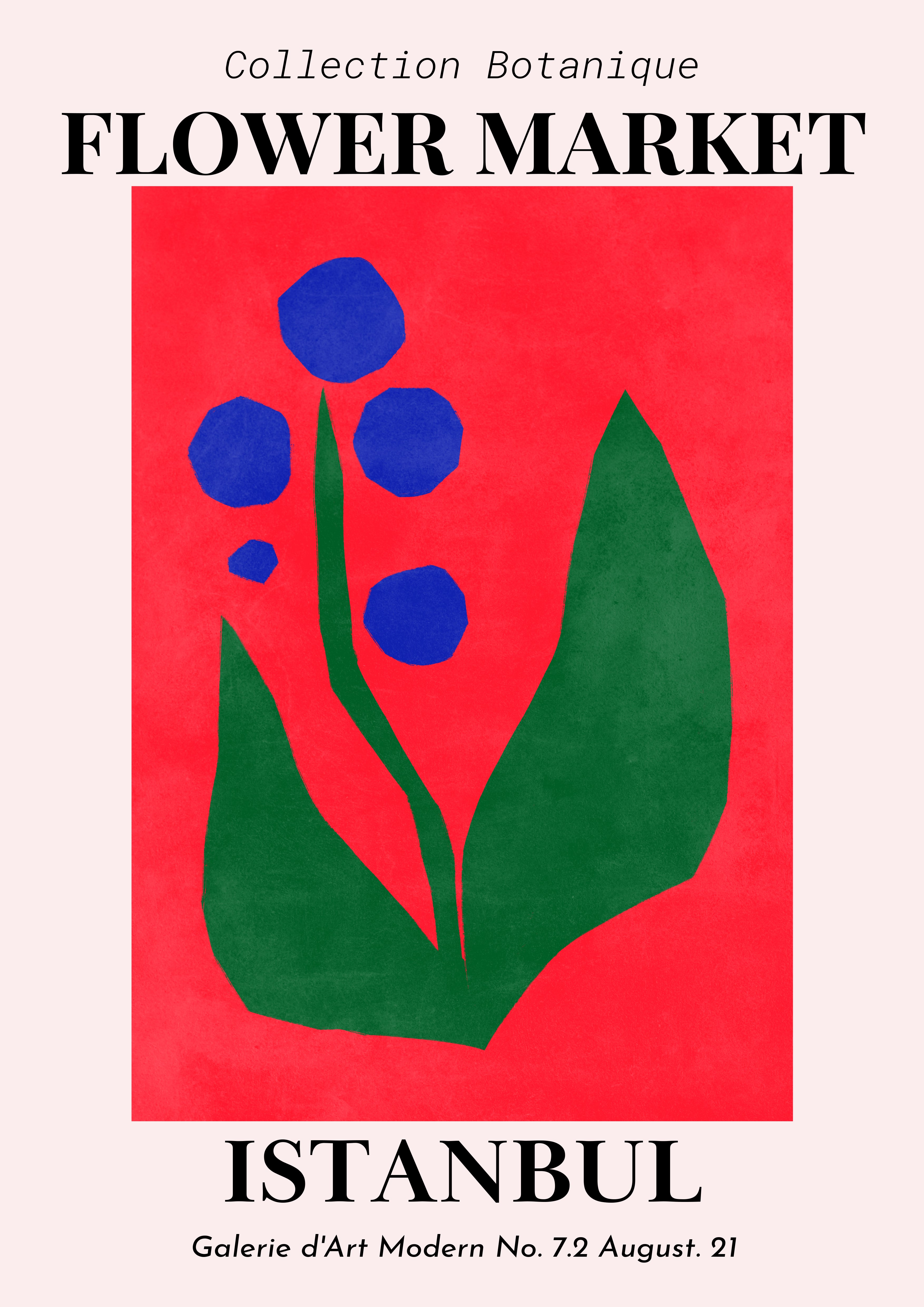 Affiche Flower Market Istanbul au style botanique moderne, idéale pour une décoration murale élégante.