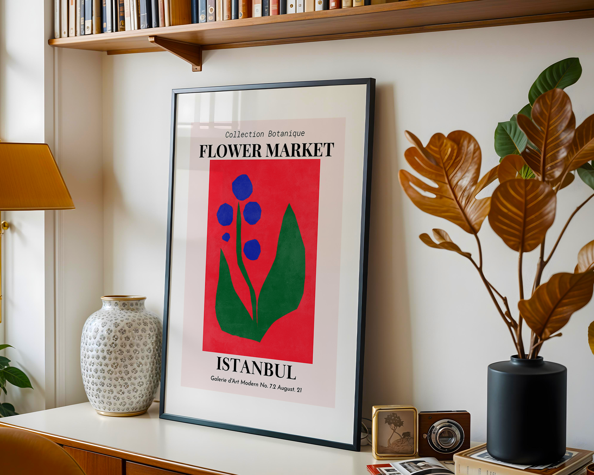 Affiche Flower Market Istanbul encadrée, parfaite pour décorer un salon ou un bureau avec style.